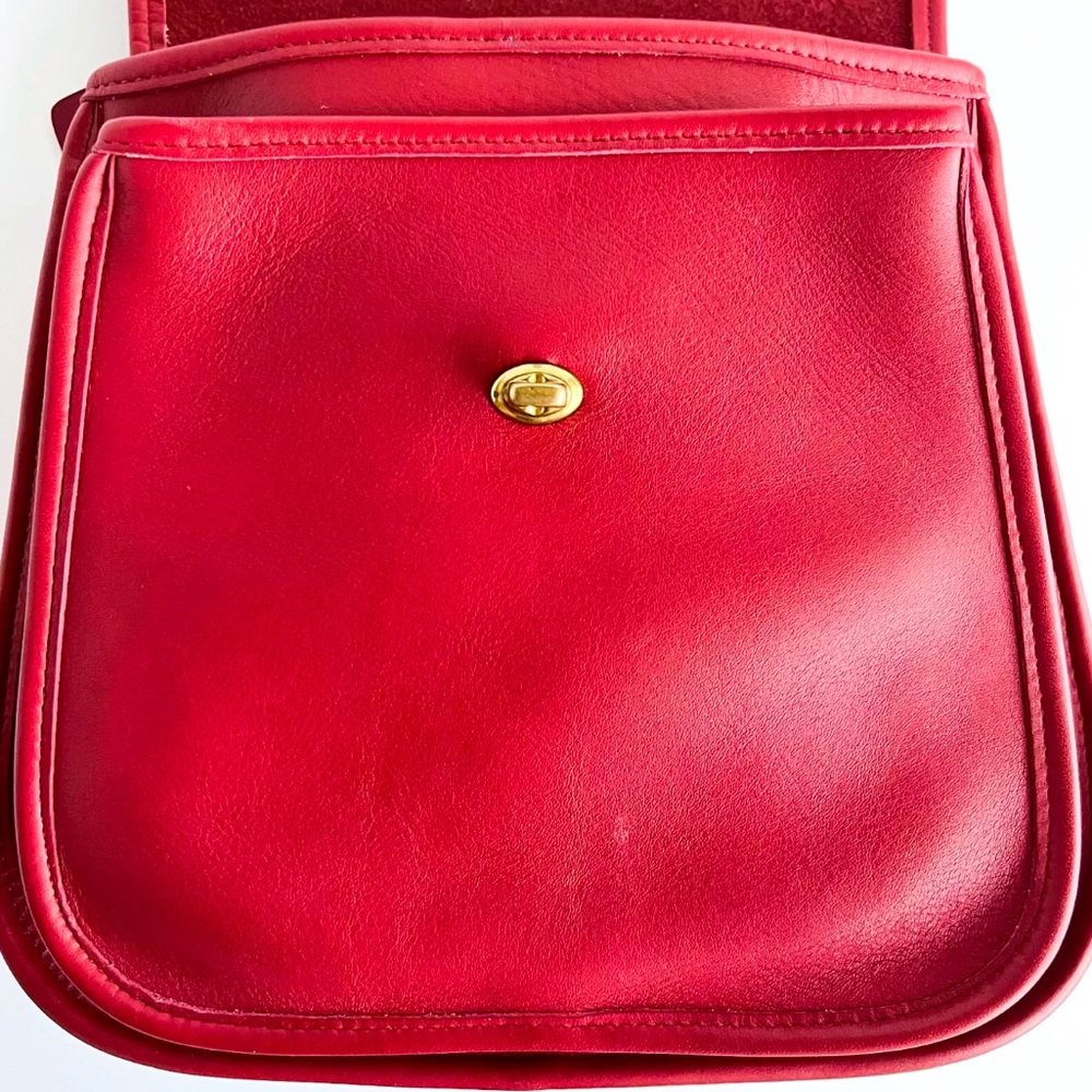 COACH Large Red Glove Tanned Side Pack Crossbody Bag RARE USA COA Sidepack 9979 - Picture 16 of 17